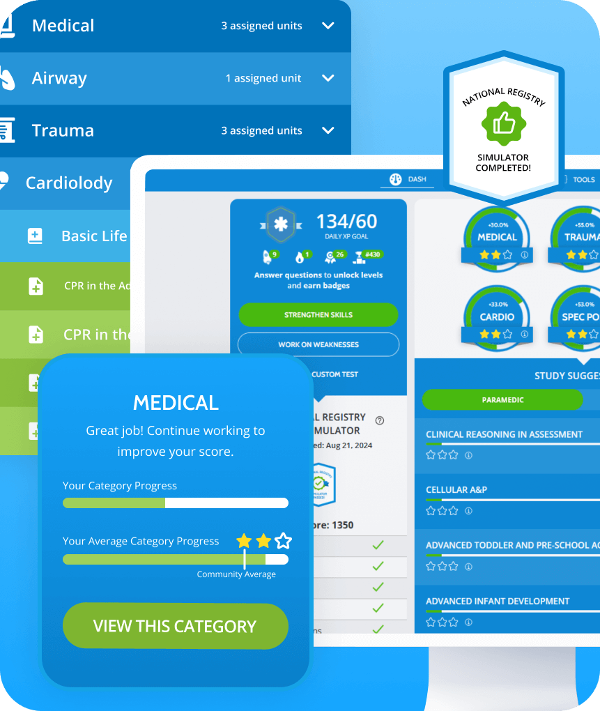 MedicTests NREMT® scoring and scenario-based testing interface
